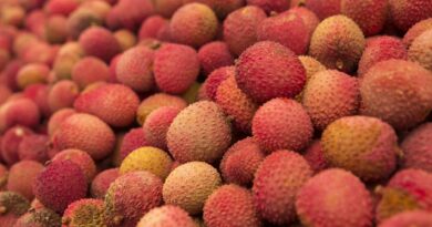 Vibrant close-up of a fresh pile of lychees showing texture and color in natural lighting.