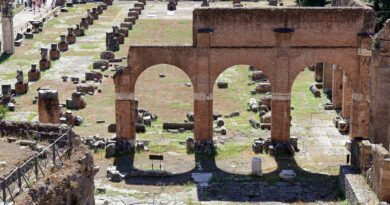 Explore the ancient ruins of Basilica Julia in the Roman Forum, a landmark of historical significance in Rome.