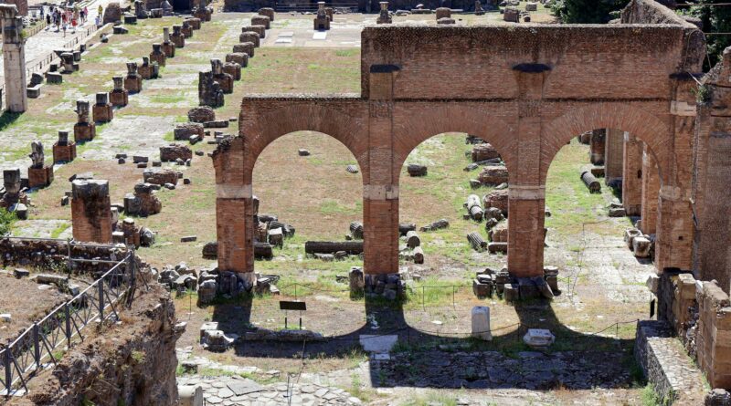 Explore the ancient ruins of Basilica Julia in the Roman Forum, a landmark of historical significance in Rome.