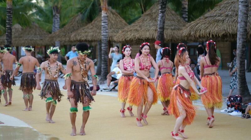 Vibrant traditional dance performance with colorful costumes in Phu Quoc, Vietnam.