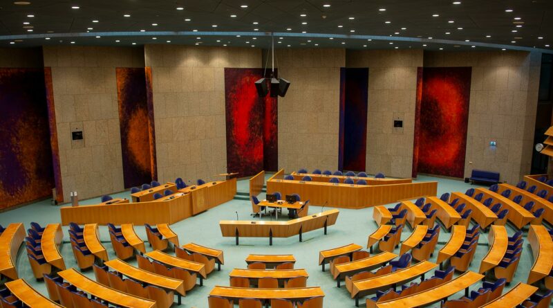 Circular seating of the Dutch Parliament in Den Haag, Nederland.
