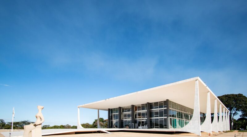 Fachada do Supremo Tribunal Federal em Brasília, representando o Poder Judiciário e sua influência nas políticas públicas brasileiras.