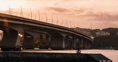 Vista aérea de uma grande obra de infraestrutura no Brasil, como uma ponte moderna ou um trecho de rodovia em construção, simbolizando o desafio e o potencial de desenvolvimento.
