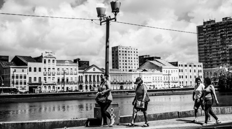Grupo de idosos brasileiros ativos em um parque, simbolizando a longevidade e o envelhecimento populacional no país.
