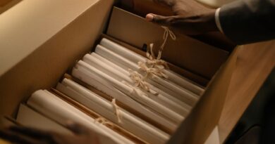 Pilha de documentos e carimbos simbolizando a burocracia no governo federal brasileiro